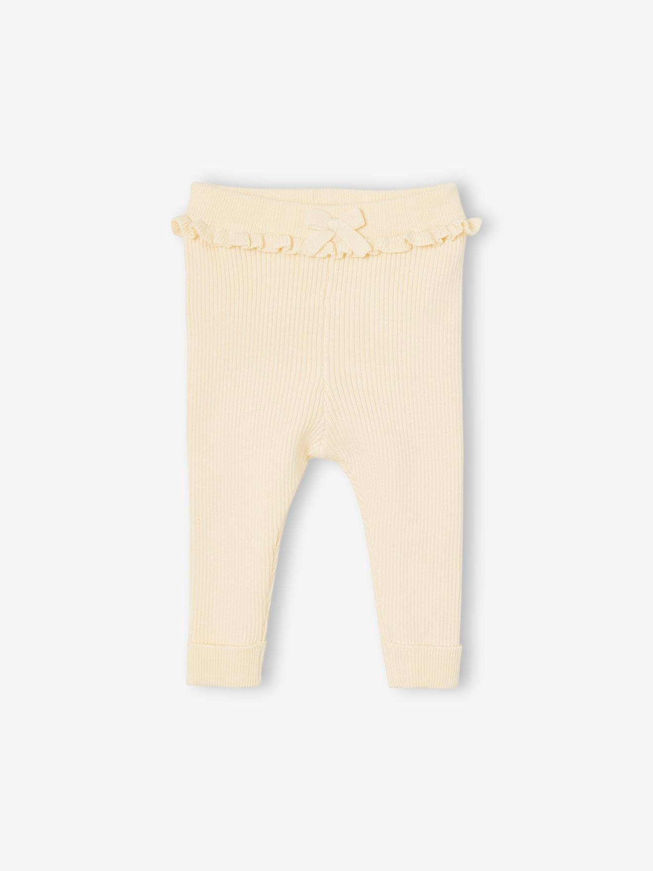 Calça legging de malha para bebê, lisa, cinza médio