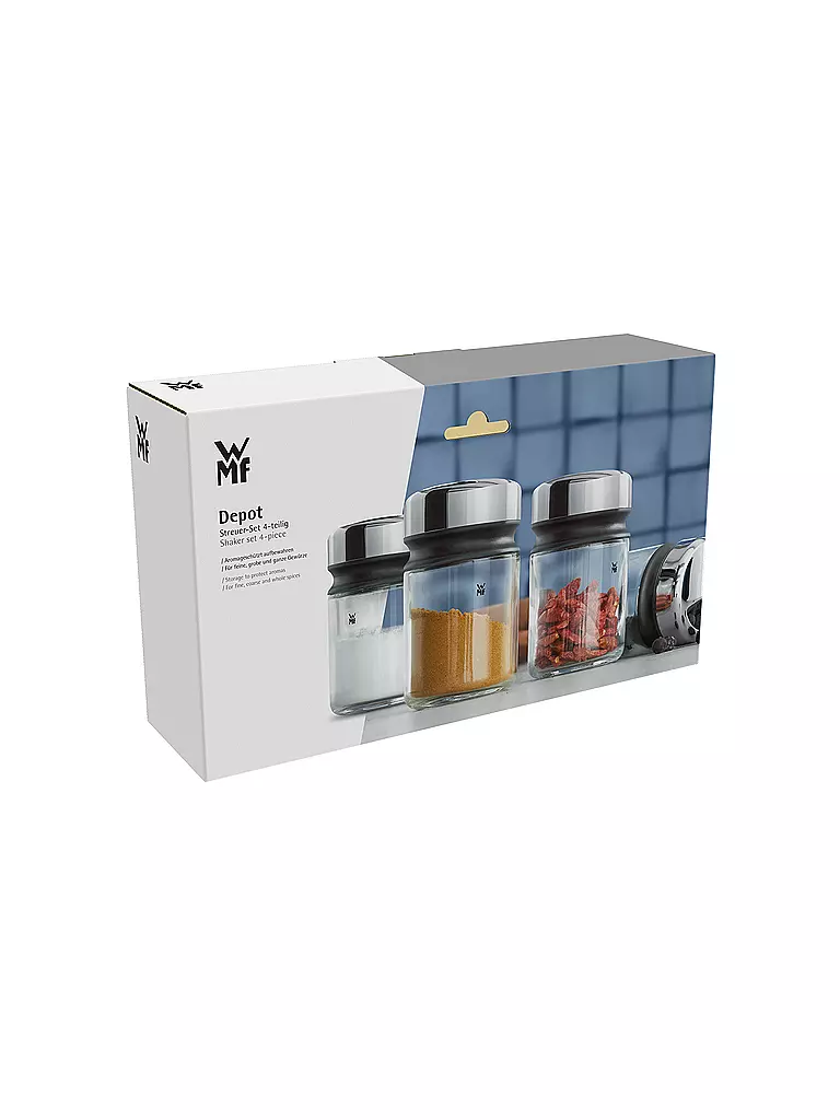 WMF Depot Streuer-Set 4tlg 9,5cm Glas/Cromargan transparent