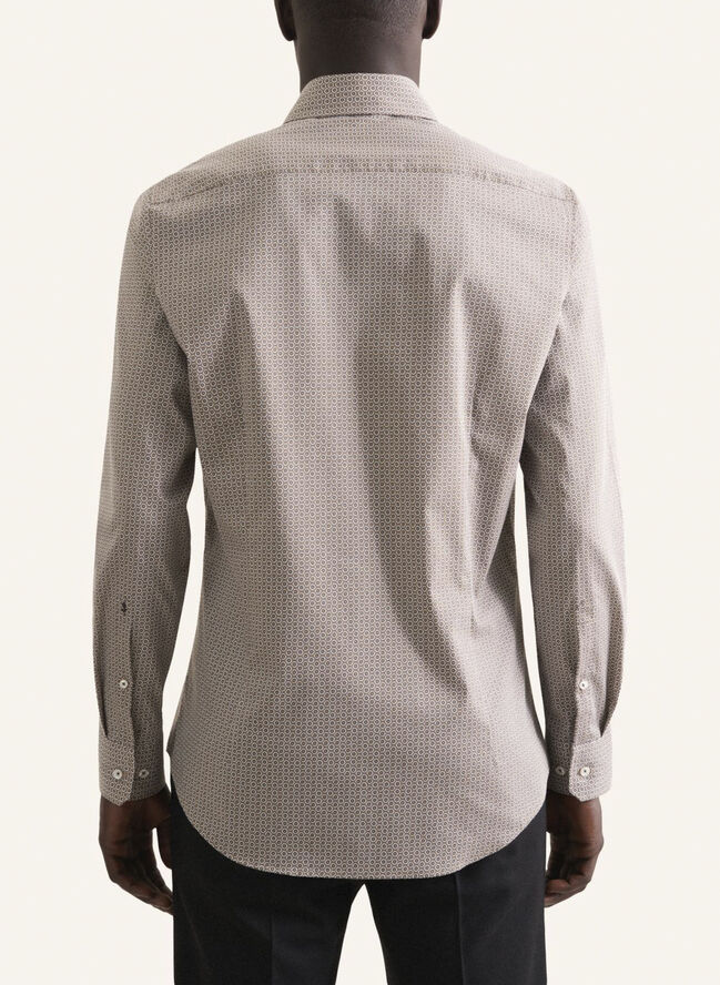 Seidensticker Performance shirt Slim Long sleeve Kent-Collar Print Grey