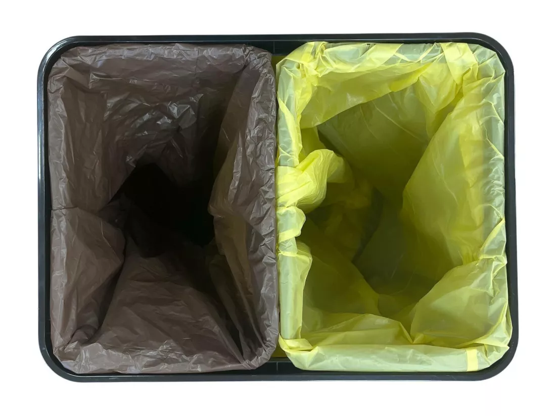 WELL HOME - Poubelle Intelligente sans Pieds pour Recyclage avec ouverture automatique et contact manuel 15L+15L 35,5x26x60cm Couleur Noir