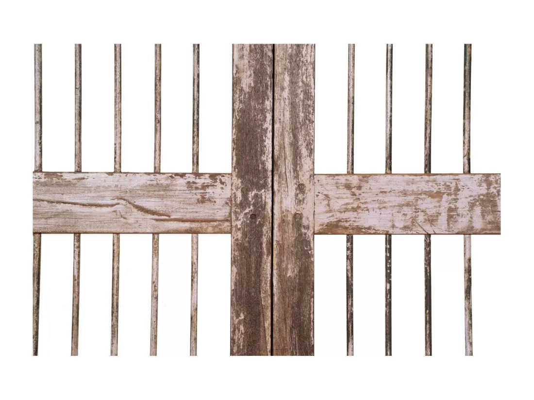 BISCOTTINI Portail - Bois Massif et Fer Finition Antique - Clôture en Fer - Portail en Métal - Porte Décorative - Portail d'Entrée - Clôture en Bois - Intérieur et Extérieur - 91x6x113cm