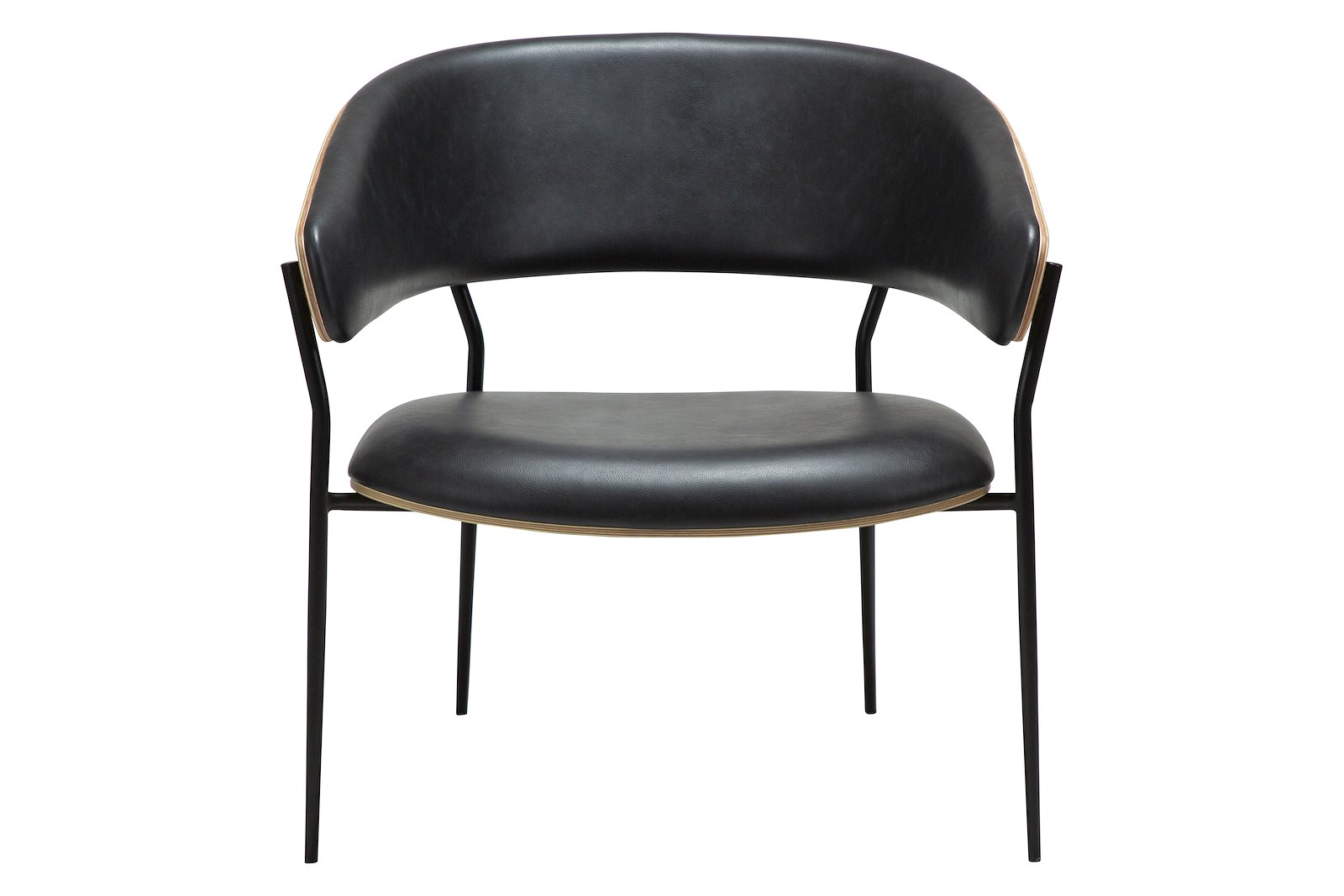 Crib hvilestol Med arm. PU Raven black med hvitvasket eikefinér rygg og sorte ben