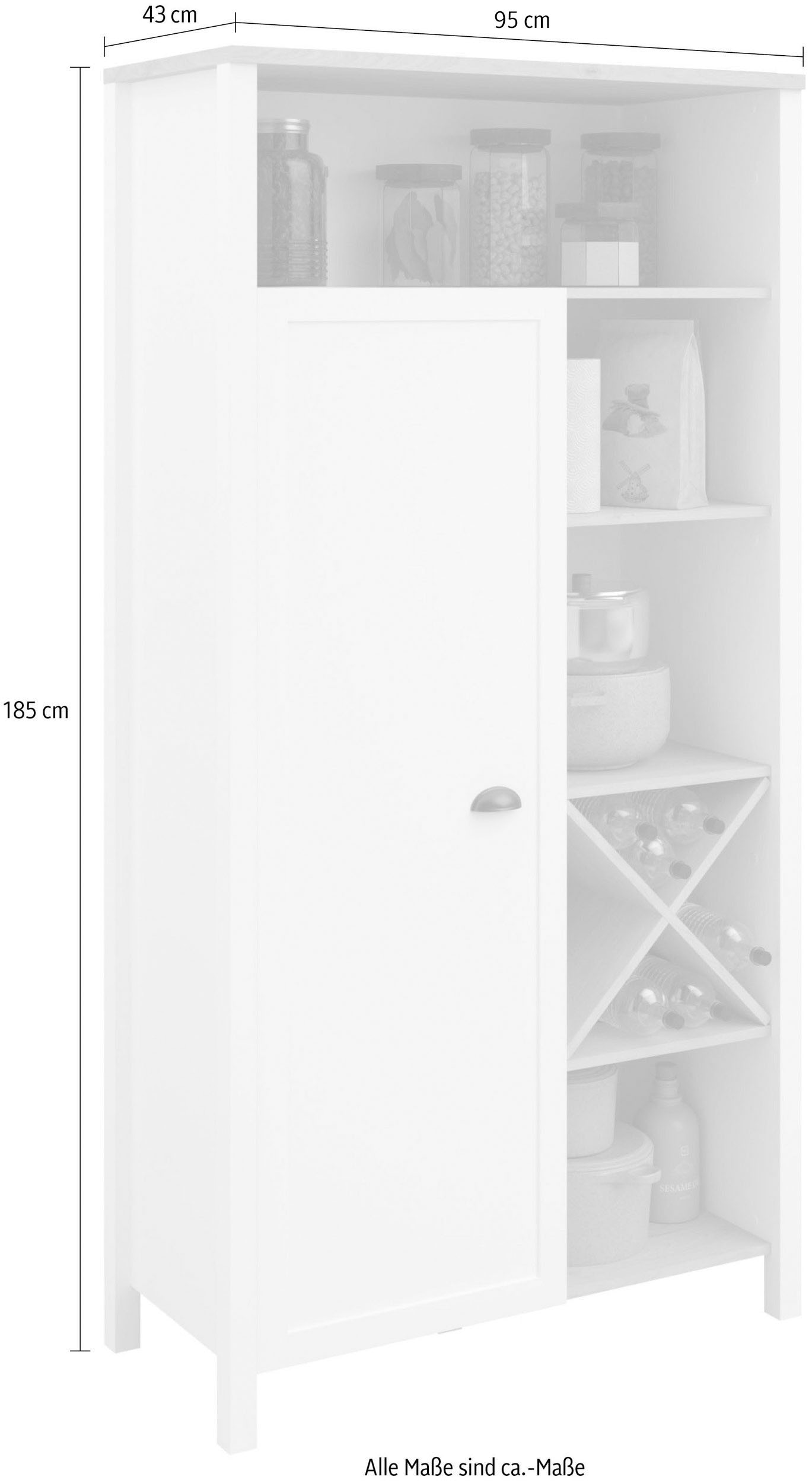 Parisot Buffet »Cottage 11« 1 Stk. tlg. Viel Stauraum, Flaschenregal, Metallgriffe, ohne Elektrogeräte