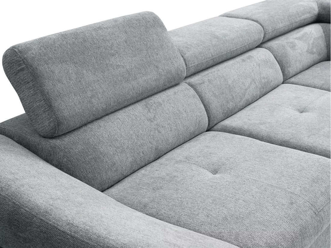 Canapé d'angle droit convertible en tissu texturé gris DALIAS
