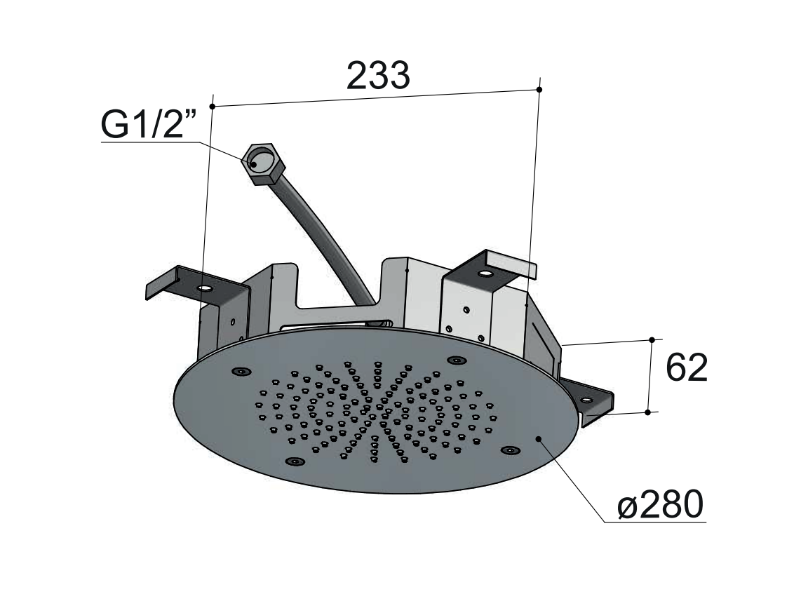 Hotbath Mate M206 inbouw hoofddouche 28cm chroom
