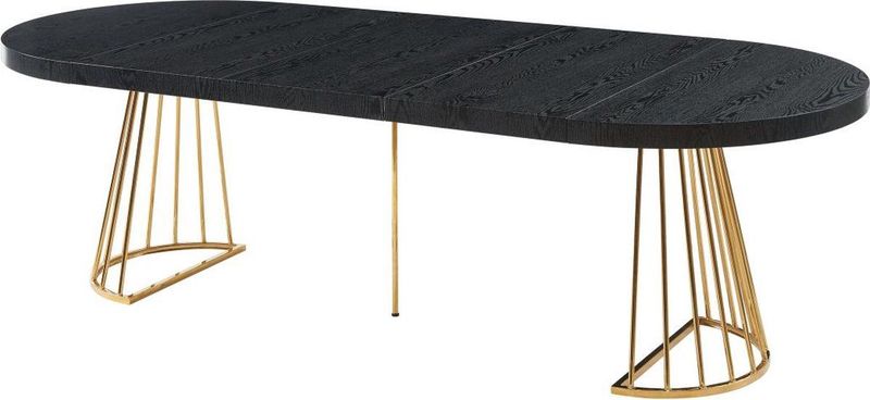 FIRELA Uitschuifbare Eettafel - Zwart en Goud - 2 tot 12 Plaatsen