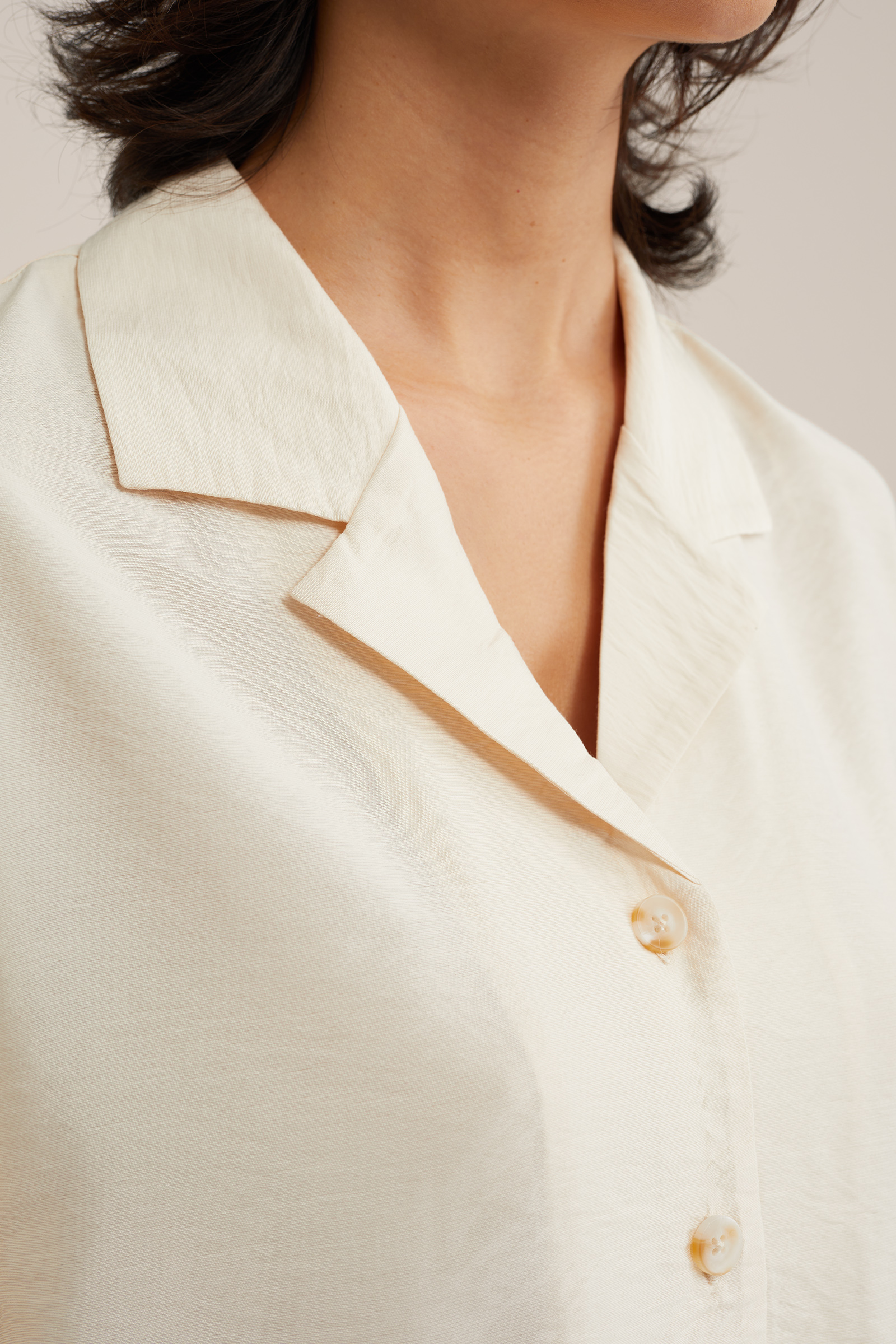 blouse met zijdelook WE Studio Gebroken wit