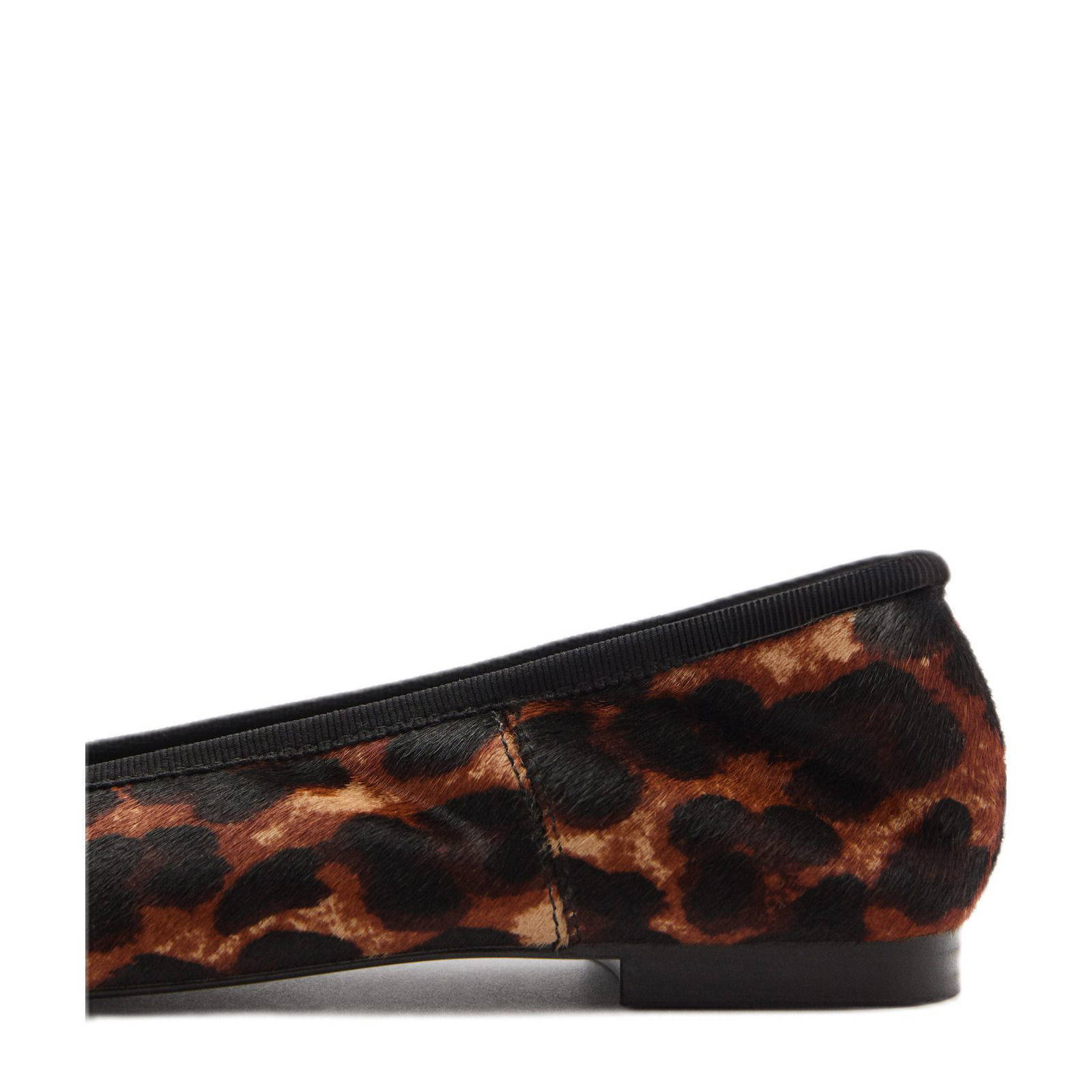 Mango leren ballerina's met panterprint zwart/cognac