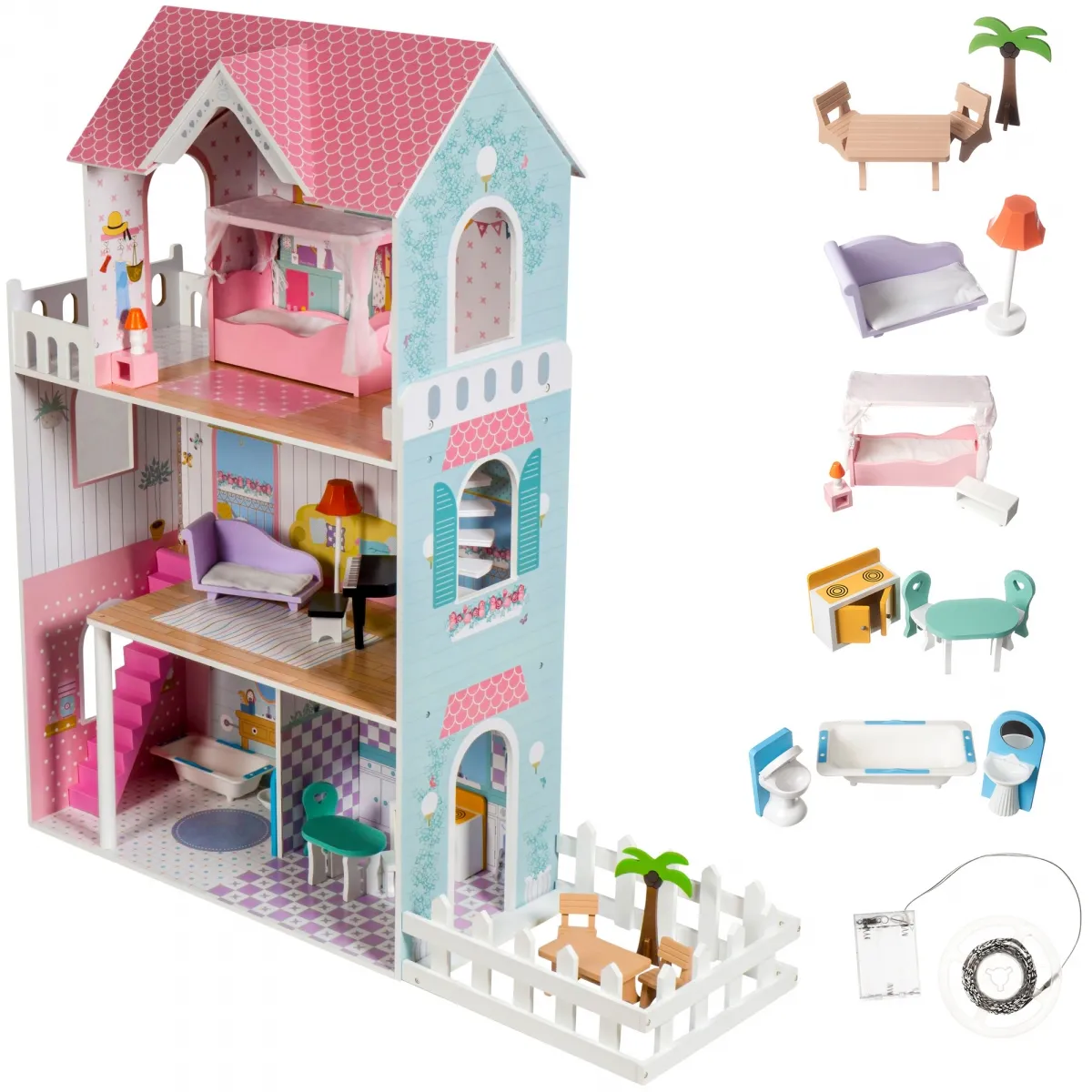 Mamabrum Grande Maison de Poupées Bois - LED