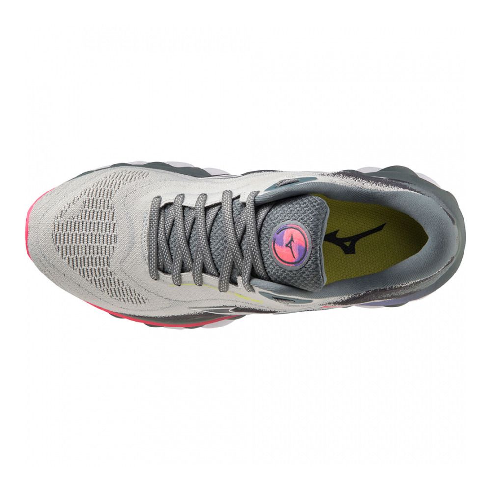 Mizuno WAVE SKY 7 - Chaussures running Femme pearl blue/white/high-vispink