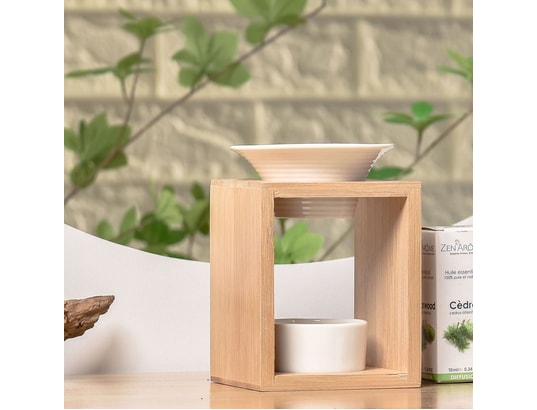 ZEN AROME - Diffuseur d'huiles essentielles Brûle parfum en bambou et céramique naturéa arina