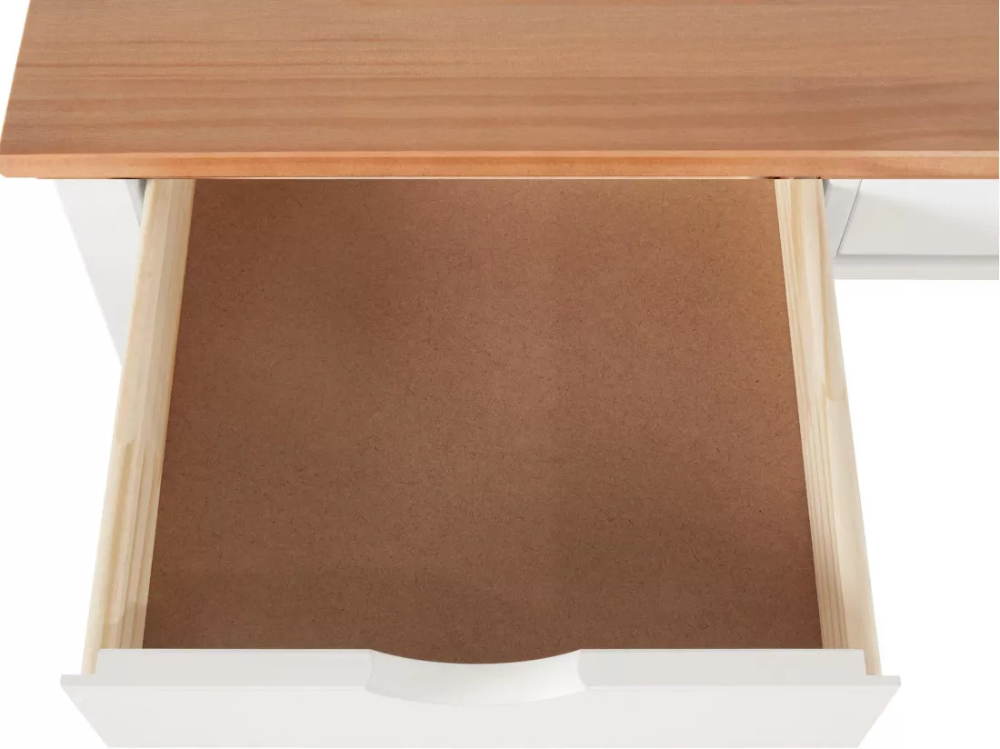 Gava | Bureau 2 tiroirs en pin blanc et nature