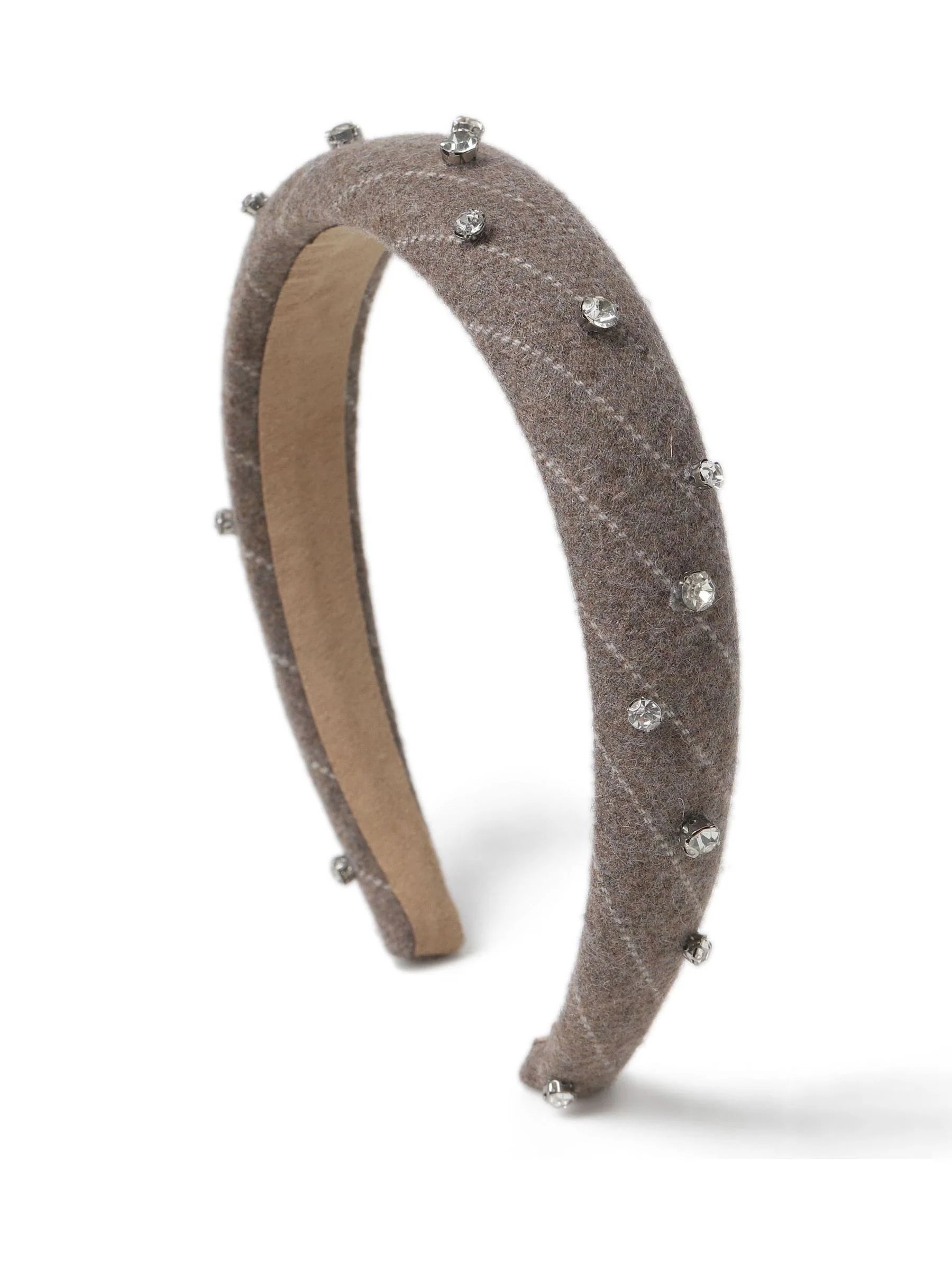 Aela Cream Studded Plaid Headband