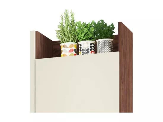 Buffet de Cuisine 6 Portes 2 Tiroirs Noyer Blanc 10 Niches L 132 H 186 P 38.8 cm