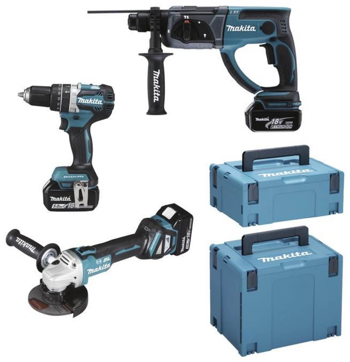 Makita DLX3093TJ 18V LXT 3-delige combiset met ( 3x 5.0  Ah) accu's