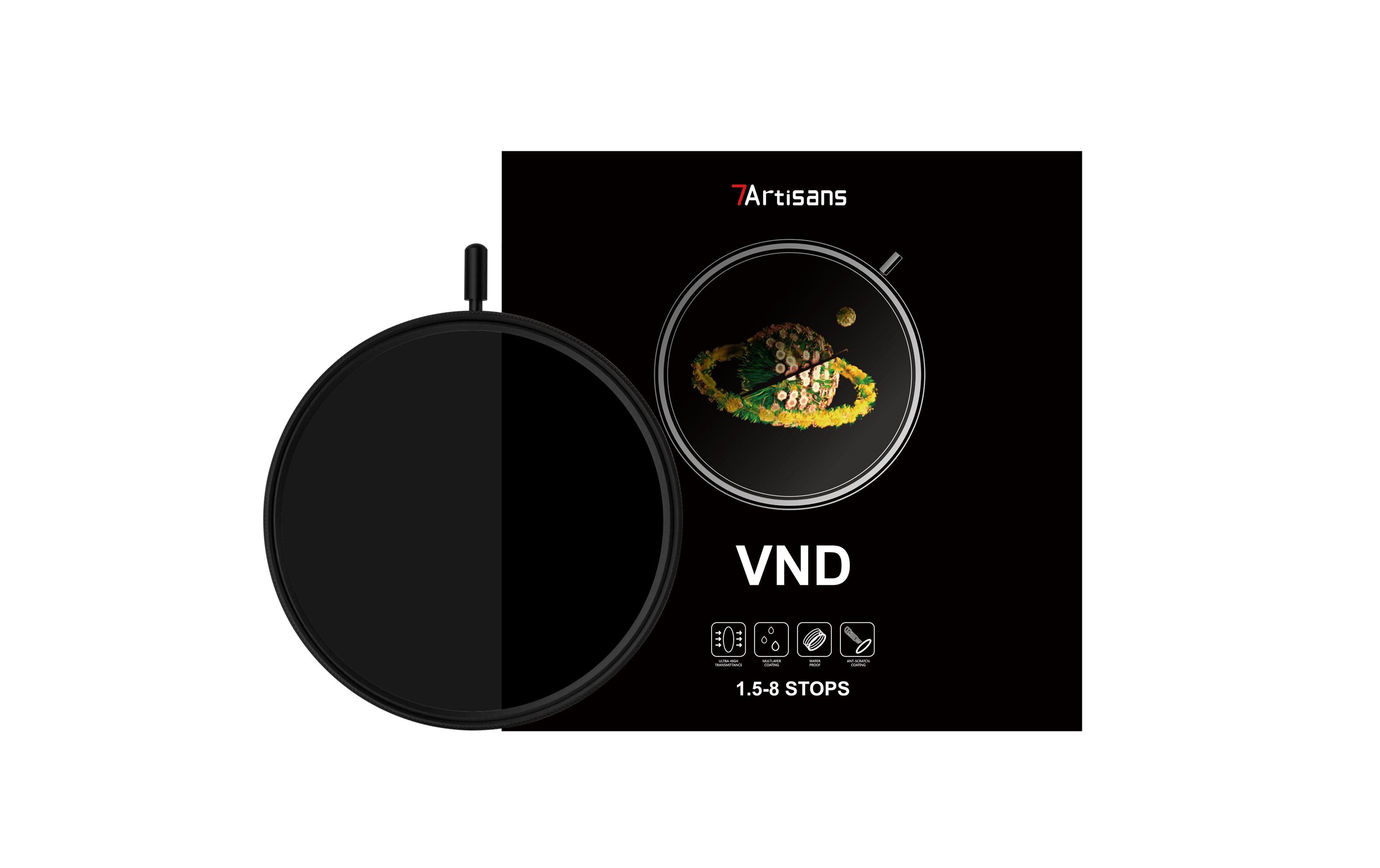 Objektivfilter 8-Stop Variable ND – 62 mmPhotoelektrischer 8-Stop Variable ND-Filter