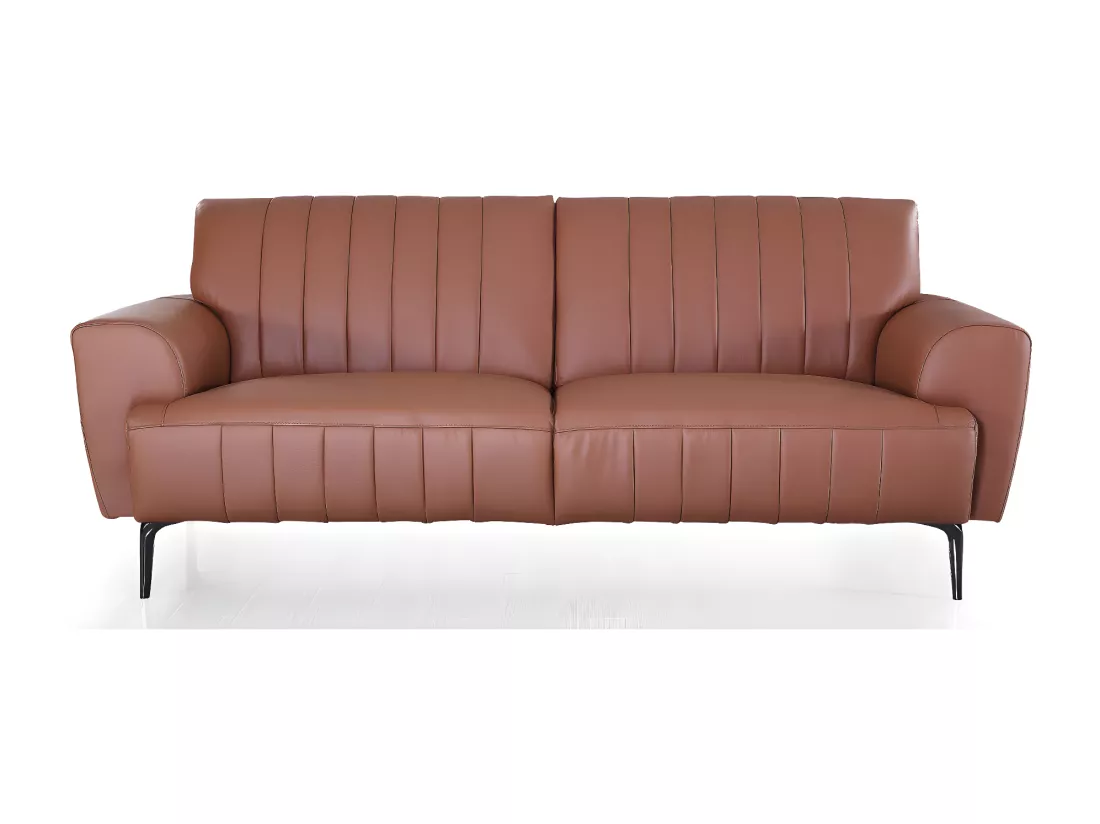 Canapé 3 places Cuir ROMY Cognac - Angle Droit