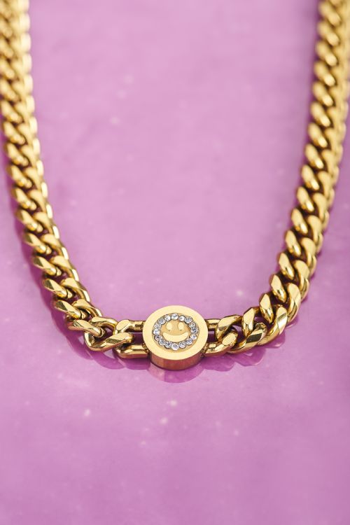 Grove schakelketting met smiley