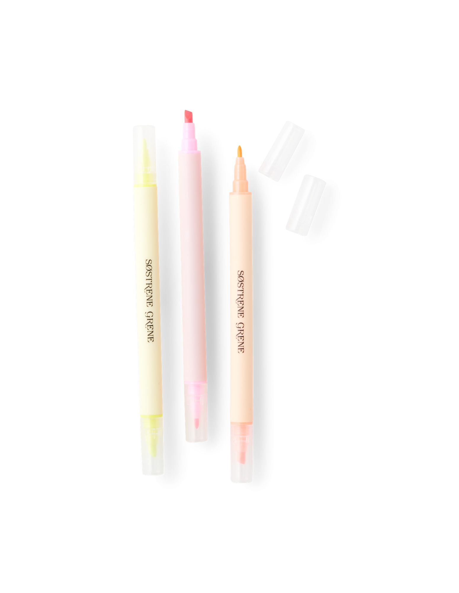 Highlightere med dobbeltspids | Plastik. 20 x 4 cm. 3 stk. | Rose