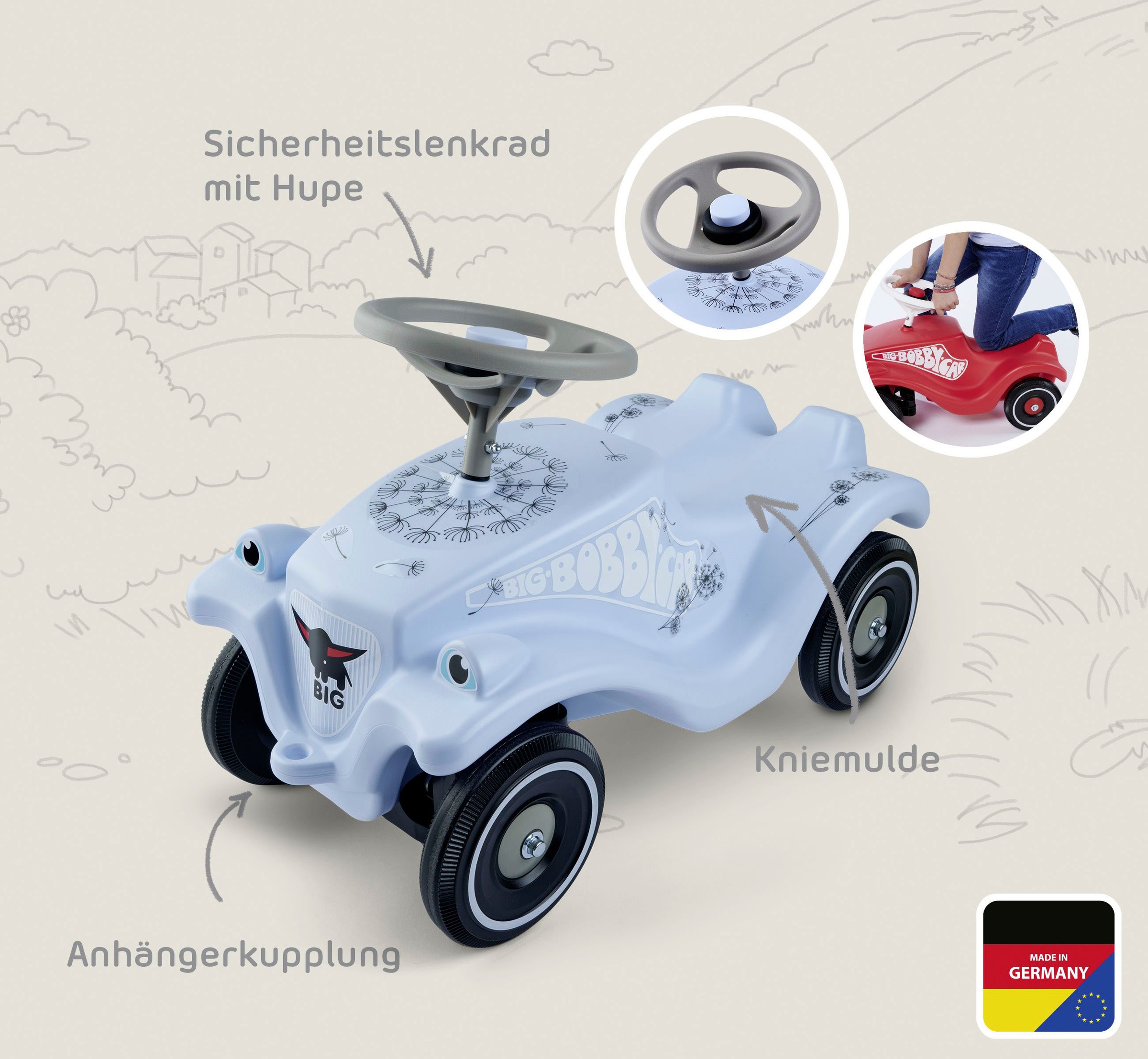 BIG Rutscherauto »BIG Bobby-Car-Classic Blowball, hellblau« Made in Germany