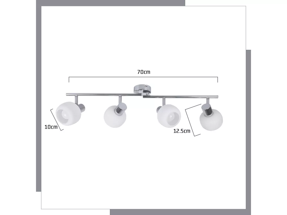 NETTLIFE Spot de plafond E14 blanc 4 ampoules intérieur verre Pivotant Vintage pour couloir chambre d'hôtel