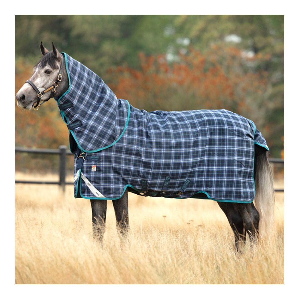 Horseware RHINO PLUS 250G - Couverture de paddock + couvre-cou navy check/teal