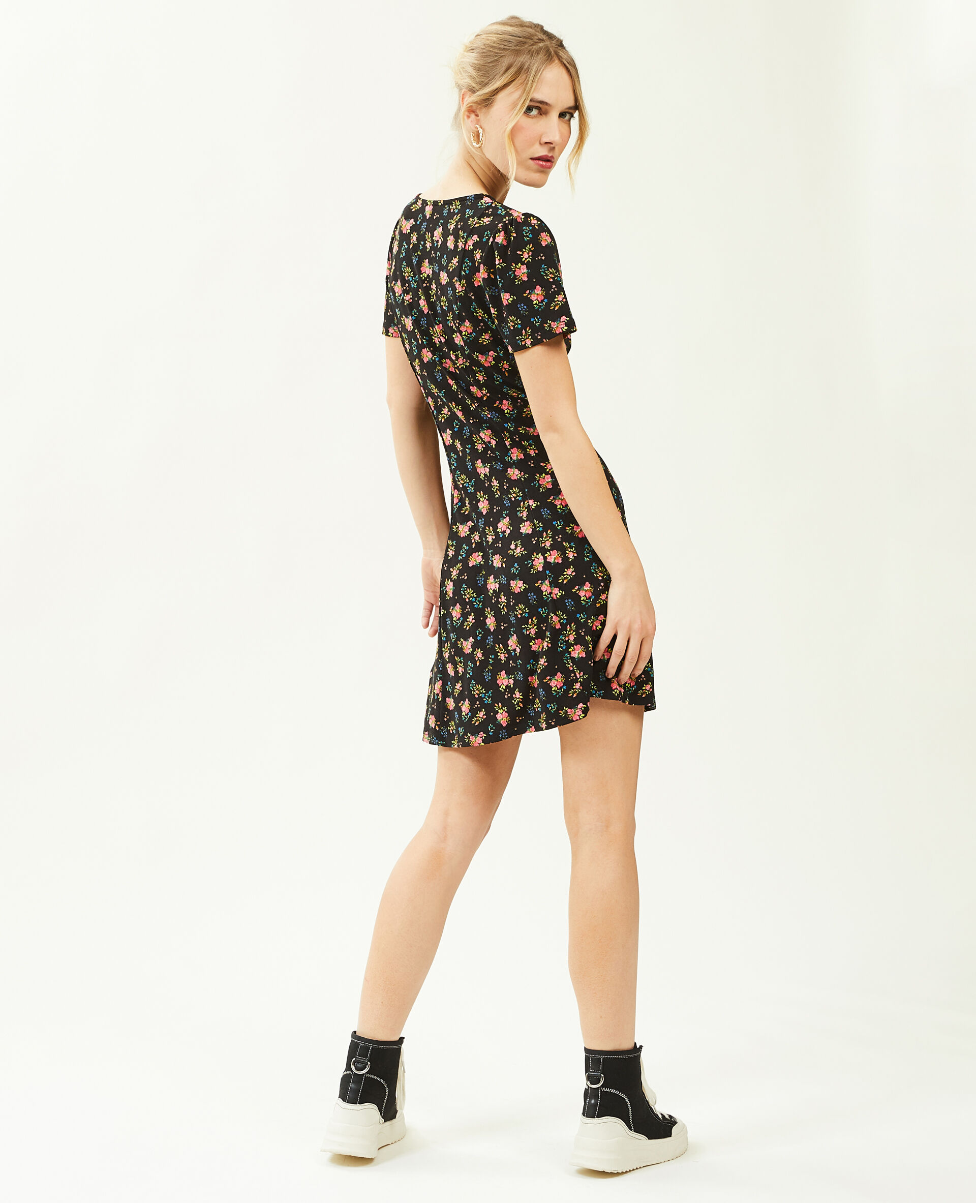 Robe courte avec boutons - Gris