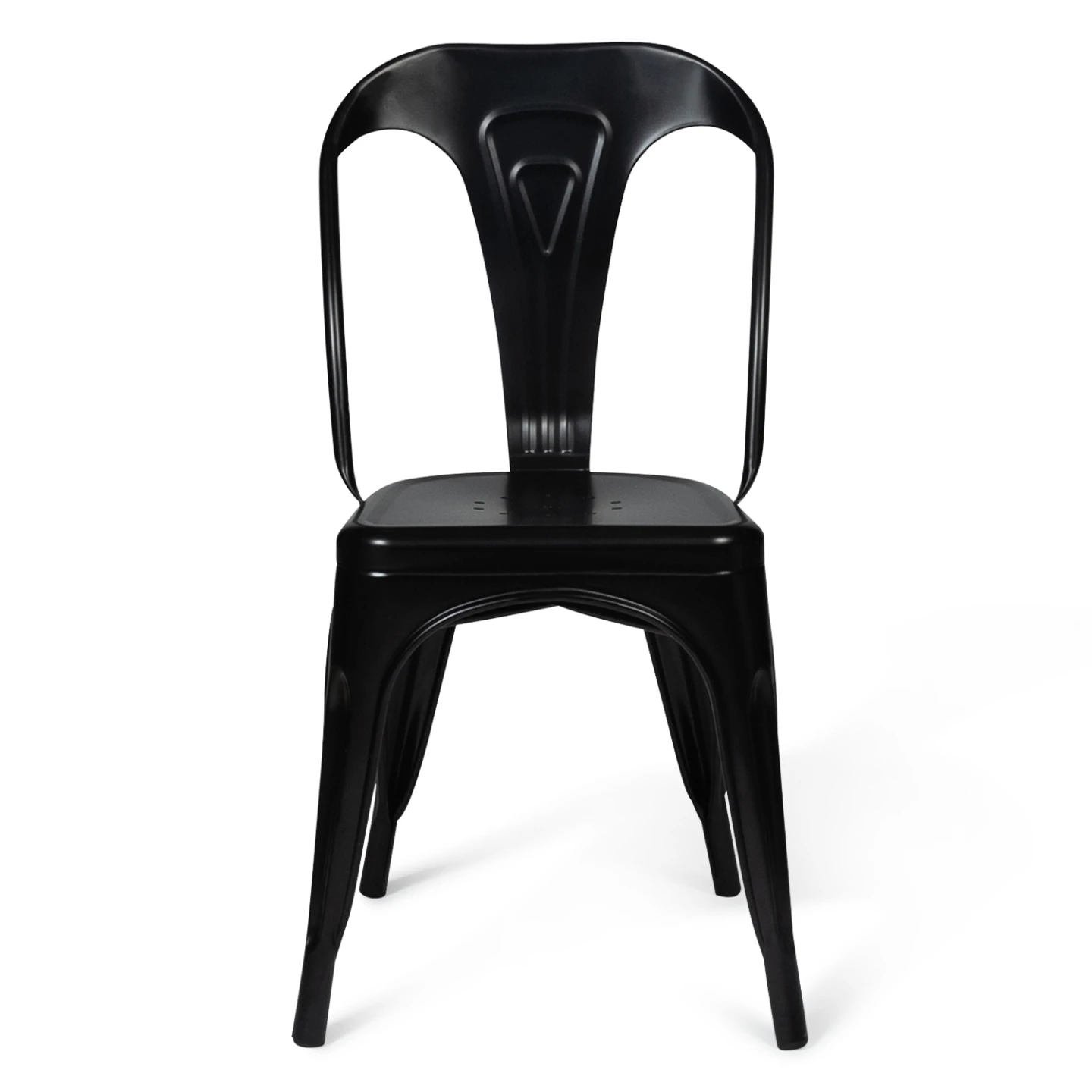 Lot de 2 chaises LENY métal noir mat empilable aspect brut factory
