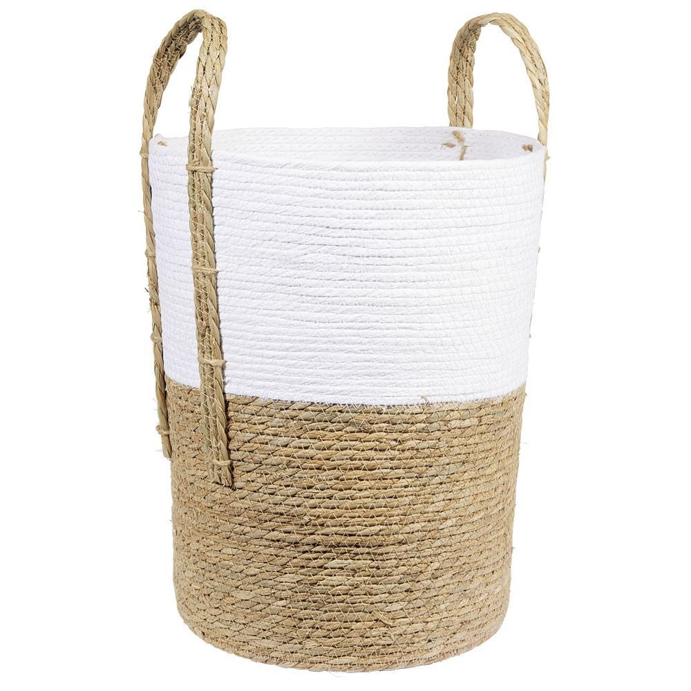 Panière ronde blanc naturel Ø35xH45 cm