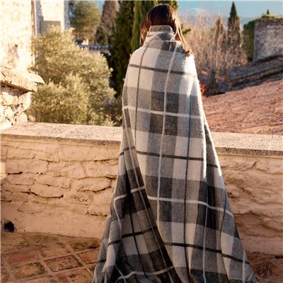 Couverture WOOLMARK® tissée jacquard - 400 g/m² - chaude