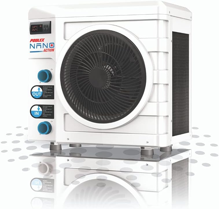 N NETSPA Poolex Nano Action 3 Poolstar PC-Nano-A3 – Wärmepumpe für kleine Aufstellpools – Verbrauch von 600 W – Volumen des Beckens von 10 bis 21 m³, Weiß