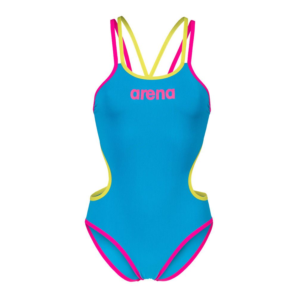 Arena ONE DOUBLE CROSS BACK - Maillot de bain 1 pièce Femme turquoise/fluo pink/s.green
