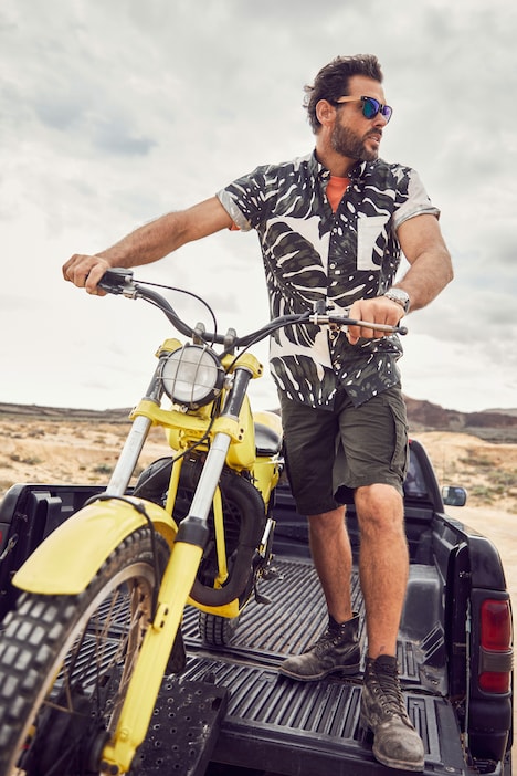 Hemd, Beachwear, Halbarm, Tropical Print, Buttondown-Kragen, Modern Fit