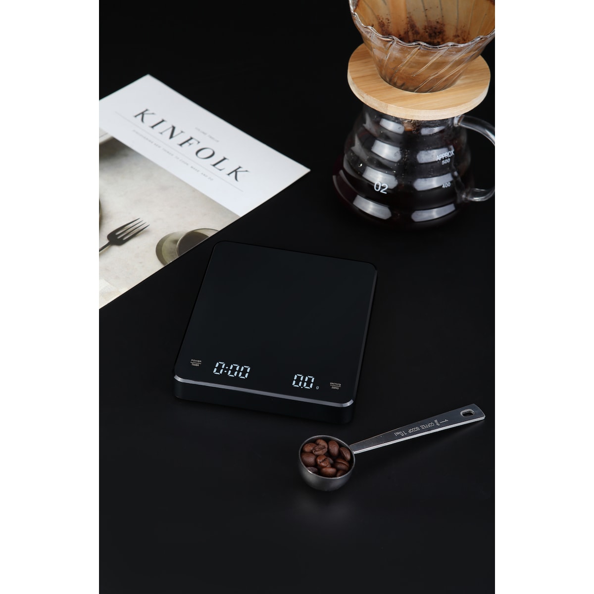 Oppladbar kaffevekt med tidsregulator 3 kg / 0,1 g Sort