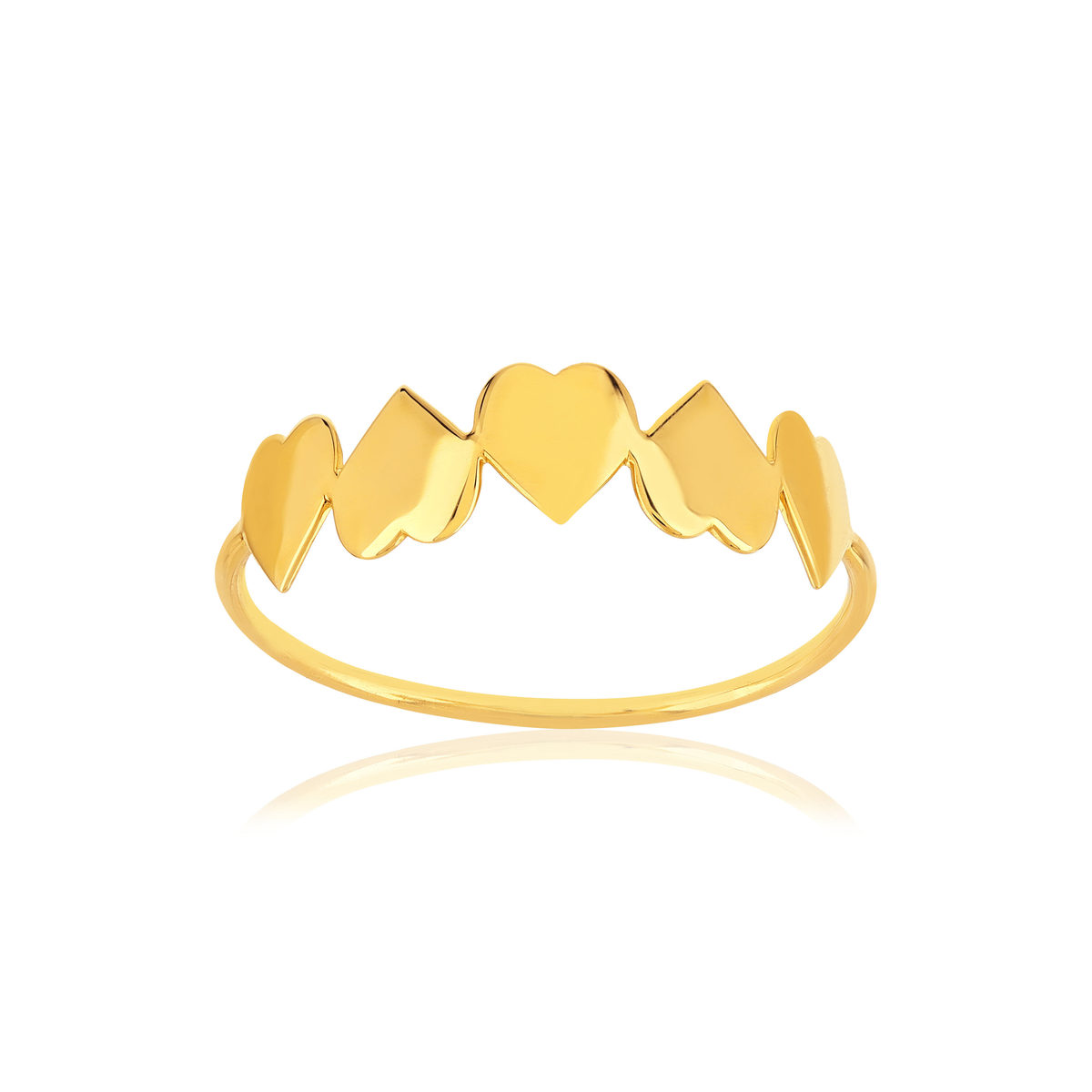 Bague or jaune 750 motif coeurs