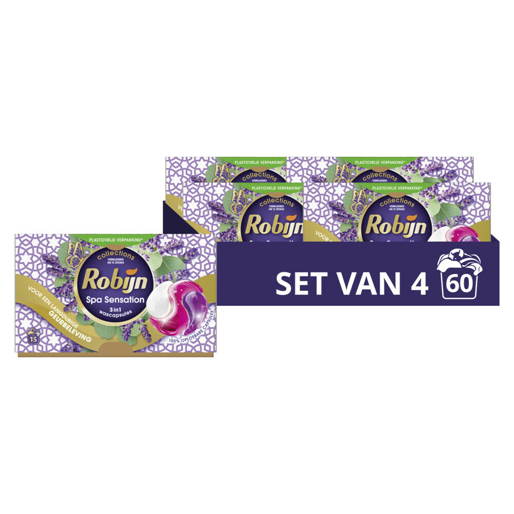 4x Robijn Wascapsules 3-in-1 Spa Sensation15 stuks