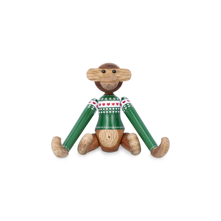 Kay Bojesen - Holz-Affe, Christmas Jumper 2025, mini, Limbaholz / Teakholz /grün