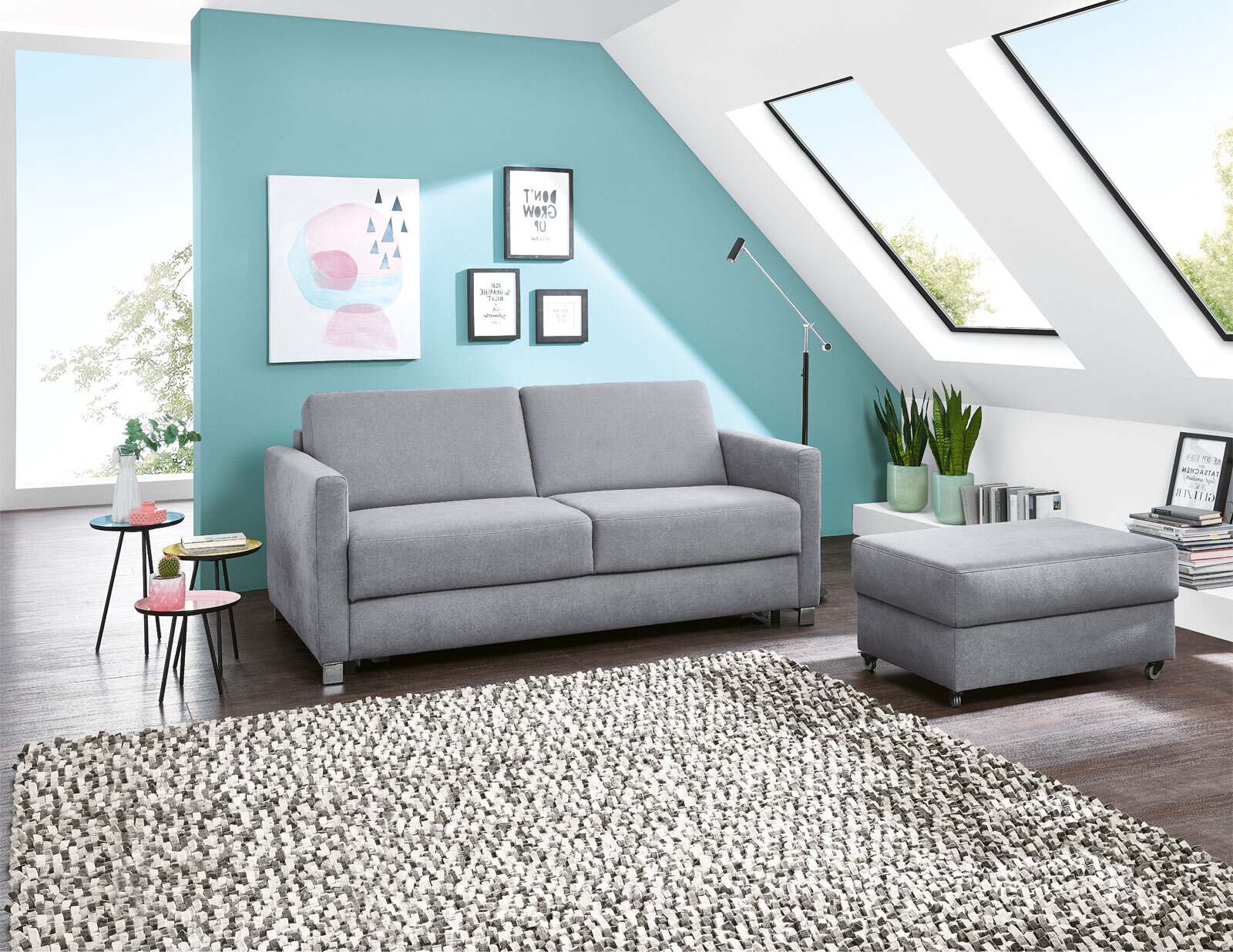 Schlafsofa Stoffbezug 170 x 89 x 101 cm hellgrau