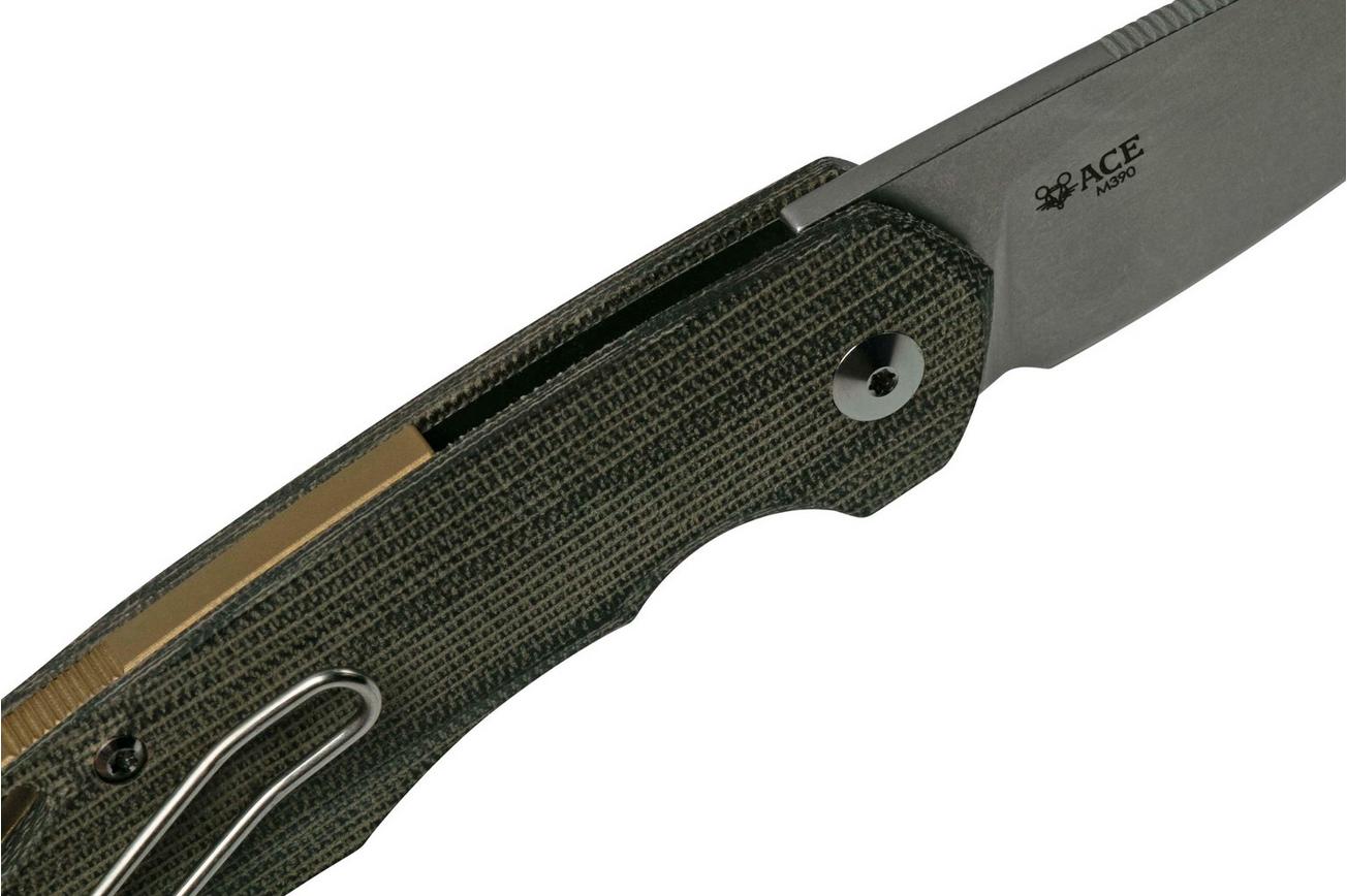 GiantMouse ACE Corta Green Canvas Micarta zakmes, Ansø en Voxnaes design