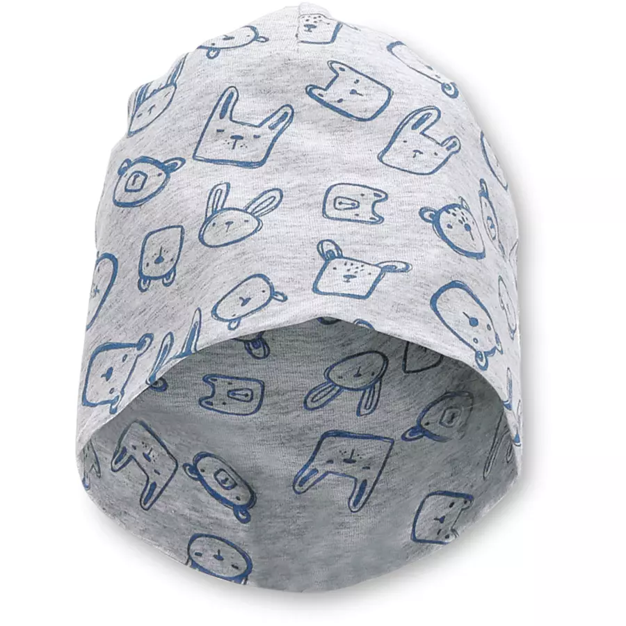 Sterntaler Slouch-Beanie Tiergesichter silber