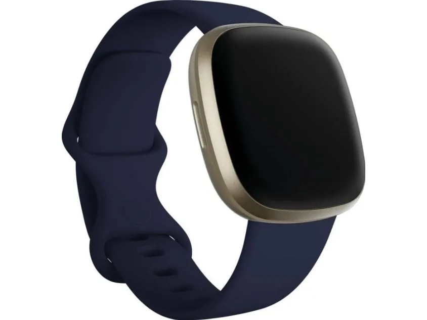 [OUTLET] - Fitbit Versa 3 - Blødt guld-aluminium - smart ur med bånd - silikone - midnat - båndstørrelse: S/L - Wi-Fi, NFC, Bluetooth