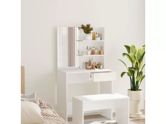 Coiffeuse avec miroir blanc 74,5x40x141 cm