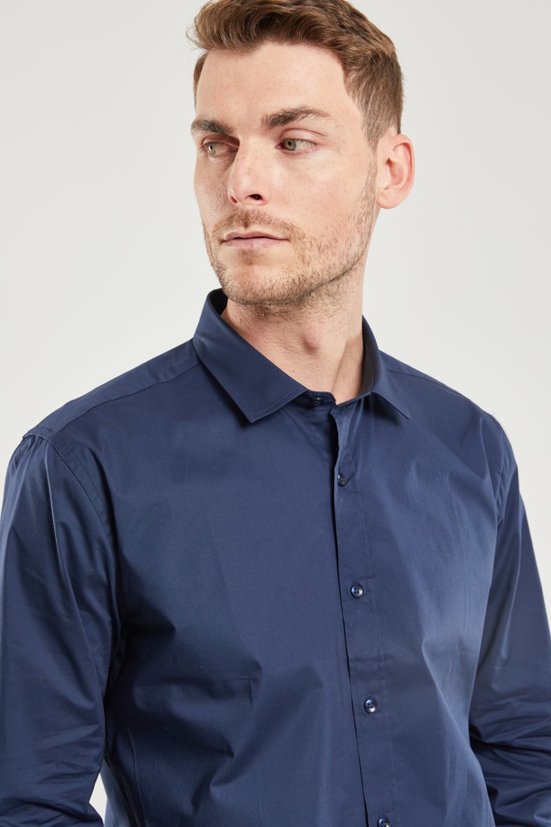 Chemise unie coupe ajustée - coton