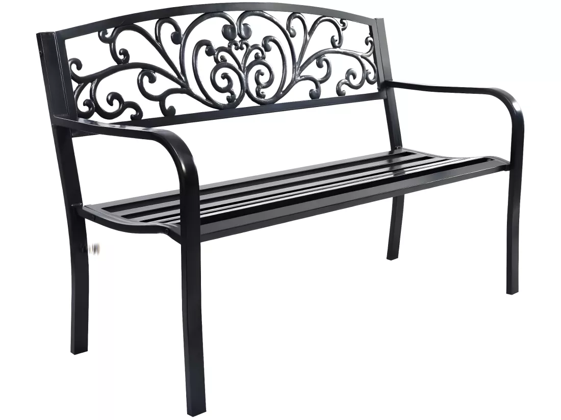 Banc de Jardin 2 Places en Métal 127 x 60 x 85 cm Style Classique Charge max : 280 KG Banquette de Jardin