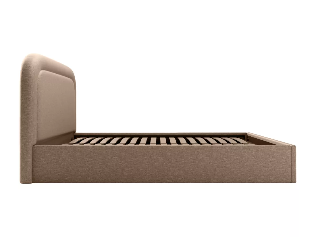 Lit coffre 160 x 200 cm - Tissu chiné - Taupe - FIREZA