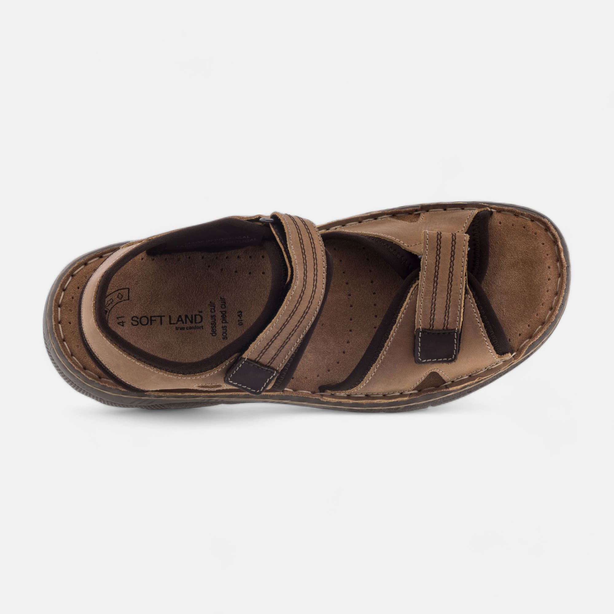 Sandales Homme en cuir cognac