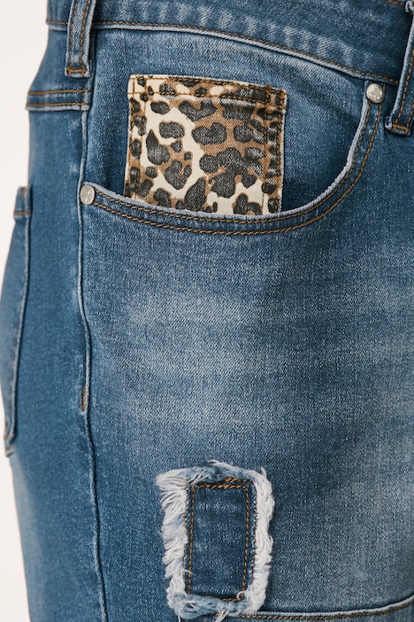 7/8-Jeans, Slim Fit, Patches, 5-Pocket