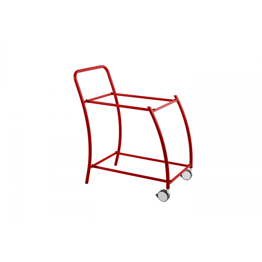 Desserte de jardin inari 2 niveaux en aluminium avec plateaux amovibles et 4 roulettes rouge piment - 80x50xh88cm
