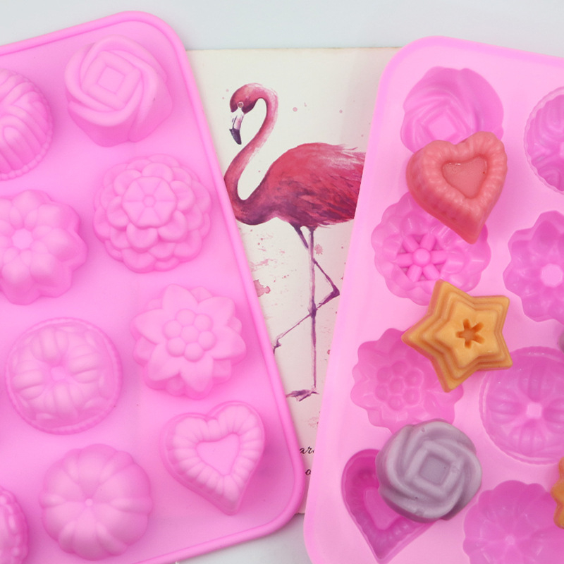 12-fach Silikon Seifen Block Form DIY Handseife Giessen - Blumen