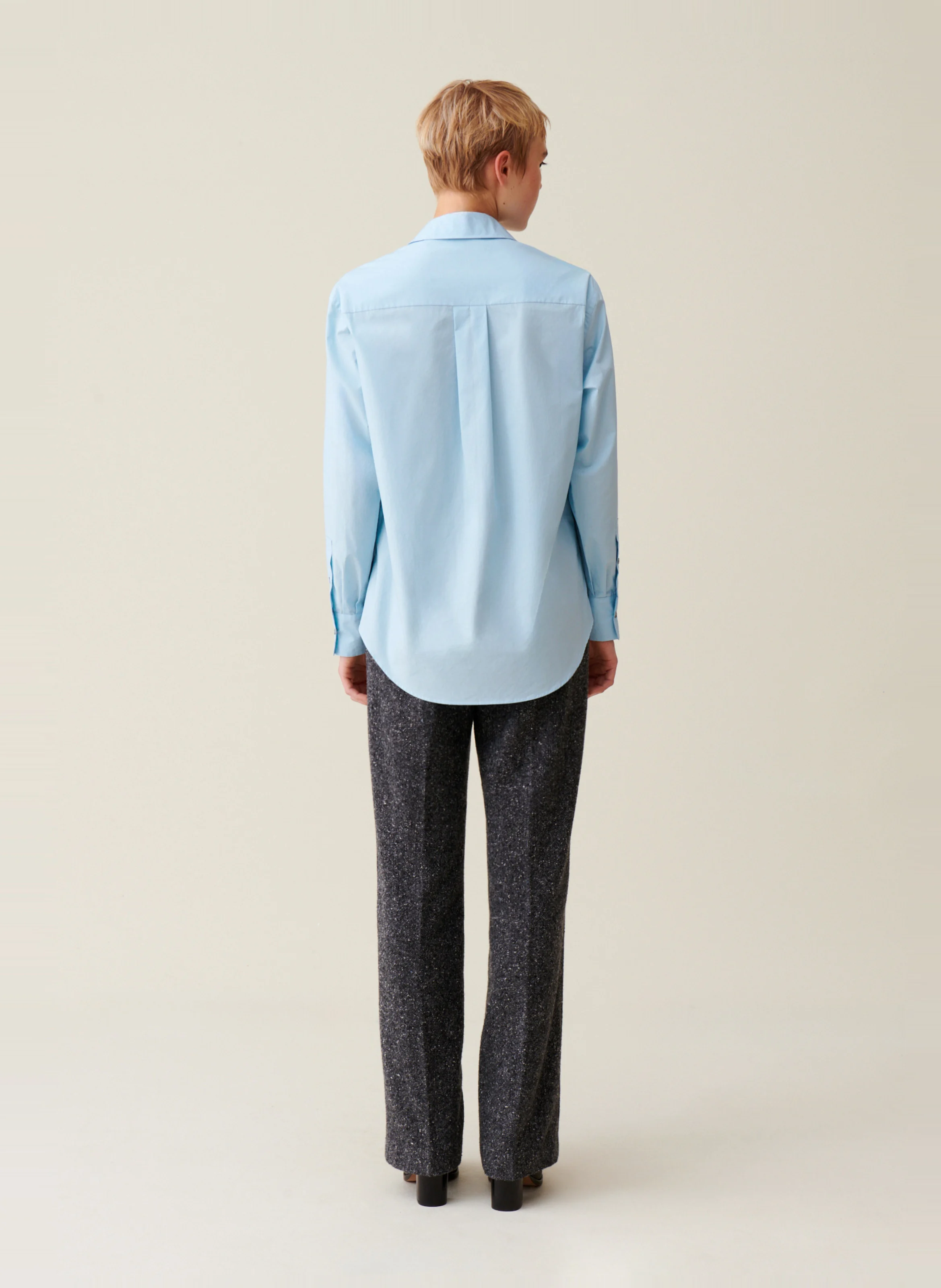 Chemise col classique en coton | Bleu